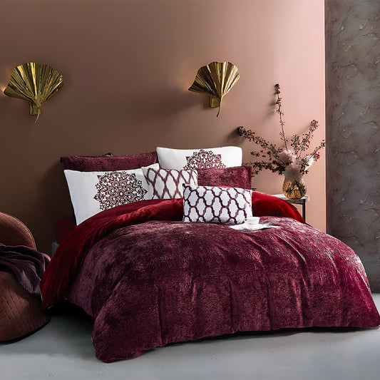 Deep Burgundy Comforter Set with Decorative Pillows