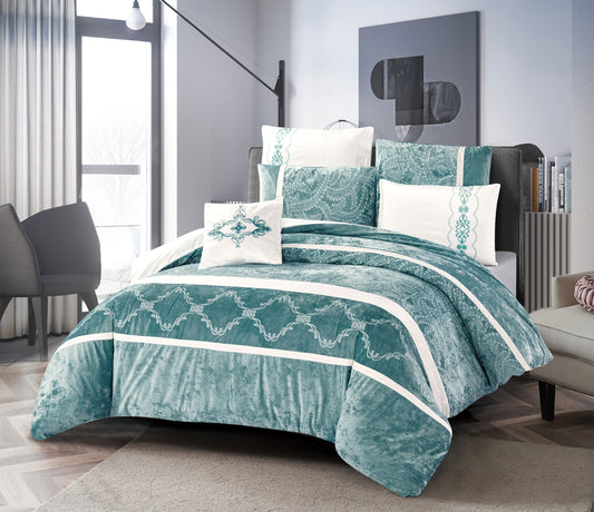 Custom Teal Velvet Comforter Set | OEM & ODM Bedding Manufacturer | Embroidered Microfiber Quilt | Factory Direct Luxury Hotel & Home Bedding Supplier