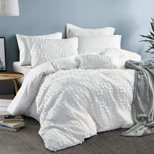 White Textured Cotton Bedding Set – Minimalist Chic for Effortless Comfort