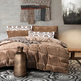 Brown Textured Boho Bedding Set – Earthy Warmth with Artistic Detailing