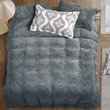 Charcoal Gray Embossed Bedding Set – Elegant Texture and Modern Simplicity