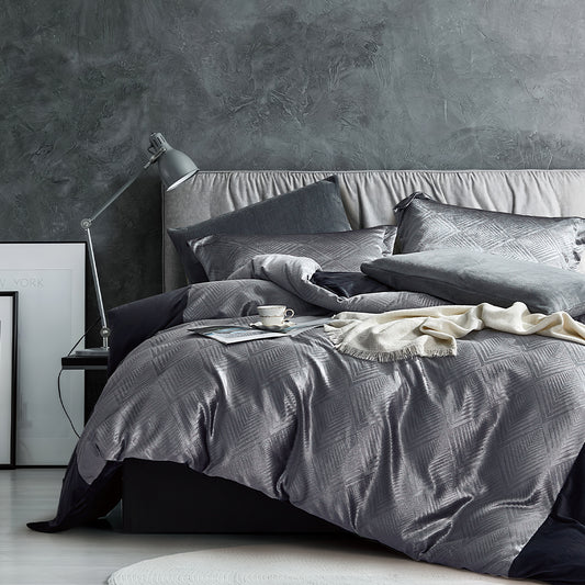 Gray Comforter Set with Decorative Cushions