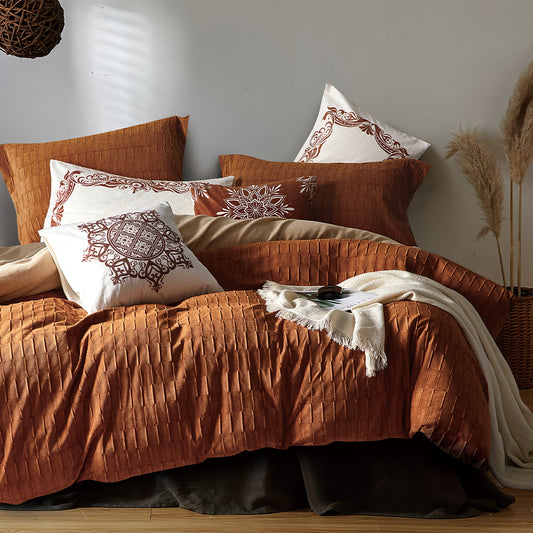 Orange Comforter Set with Decorative Cushions
