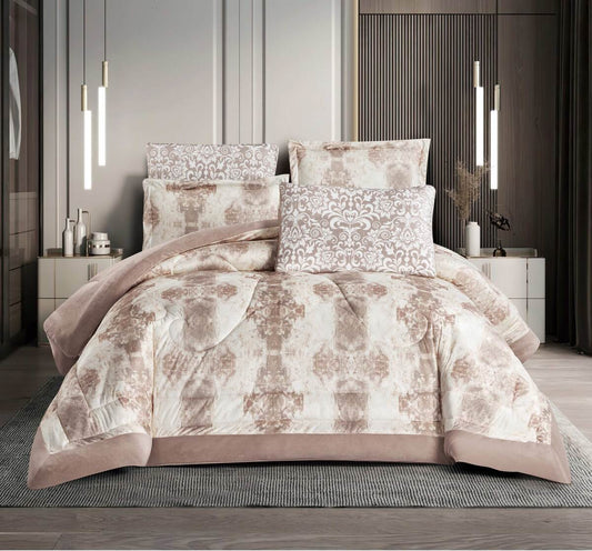 Beige & Taupe Bedding Set Queen Size – 4 Piece Vintage Damask Print Comforter Set,OEM Comforter Manufacturer | Custom Size Cotton Quilt Factory from China