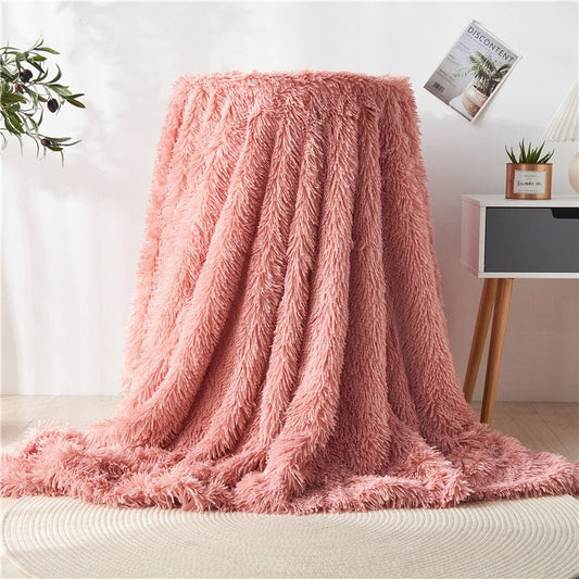 Fluffy Shaggy Blanket in Peach Pink, Ultra Soft Long Plush Throw for Bed & Sofa, Cozy Warm Decorative Fuzzy Blanket,blanket manufacturer all size can be customized