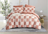 Luxury Terracotta Checkered Cotton Duvet Cover Set | Modern Minimalist Bedding in Warm Earth Tones