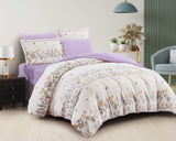 Luxury Lavender Floral Cotton Duvet Cover Set | Romantic Botanical Bedding with Pastel Blooms | Soft Breathable Cotton
