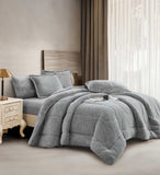 Silver Gray Faux Fur Microfiber Comforter Set | Ultra-Soft Plush Bedding | Machine Washable & Dry Clean Safe