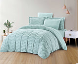 Aqua Blue Faux Fur Microfiber Comforter Set | Ultra-Soft Textured Bedding | Machine Washable & Dry Clean Safe | Custom Size Plush Duvet for Modern Home and Bedroom D¨¦cor