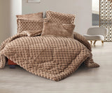 Luxury Mocha Faux Fur Microfiber Comforter Set | Ultra-Soft Textured Bedding with Plush Design | Machine Washable & Dry Clean Safe | Custom Size Duvet for Modern Luxury Home D¨¦cor