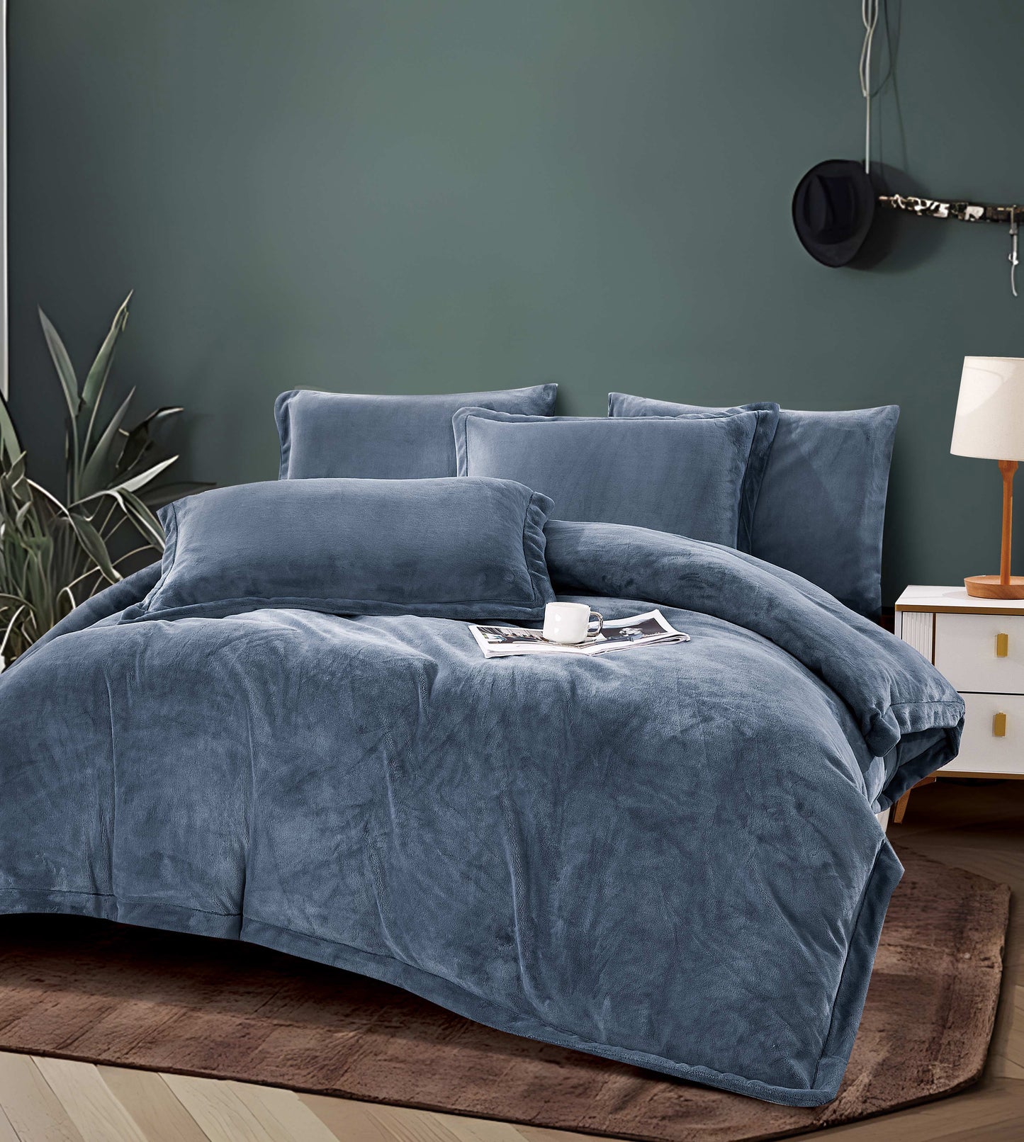 Slate Blue Microfiber Comforter Set | Ultra-Soft, Plush, and Modern Bedding | Machine Washable & Dry Clean Safe | Custom Size Duvet for Luxury Home D¨¦cor and Bedroom Elegance