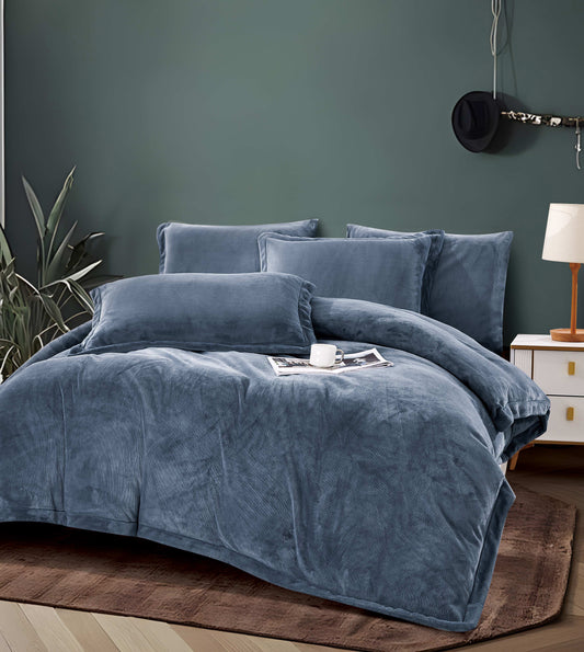 Slate Blue Microfiber Comforter Set | Ultra-Soft, Plush, and Modern Bedding | Custom Duvet OEM Factory | Personalized Color and Material Choices