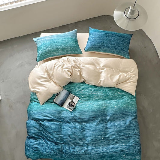 Ocean Wave Duvet Cover Set – Soft, Breathable Bed Duvet Cover with Artistic Sea-Inspired Design – OEM Brushed Microfiber Duvet Cover | Smooth and Wrinkle-Free Bedding