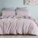 Blush Pink Floral Microfiber Duvet Cover Set with Zipper Closure and Corner Ties | Soft Lightweight Bedding with Flat Sheet, Fitted Sheet, Pillowcases & Shams | All Sizes Customized | Romantic Bedroom Décor