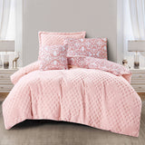 Luxury Pink Microfiber Comforter Set | Textured Soft Bedding with Decorative Pillow Shams | Machine Washable and Dry Clean | Custom Size Plush Duvet for Elegant Bedroom D¨¦cor