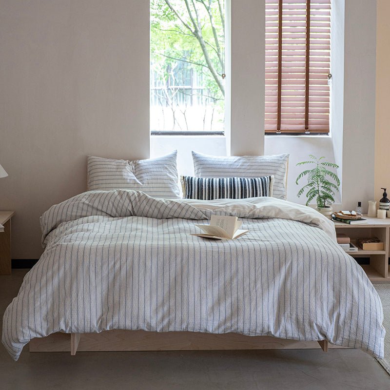 Cotton Stripe Jacquard Duvet Cover Set - My Store