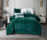 Dark Green Vertical Stripe Comforter Set - My Store
