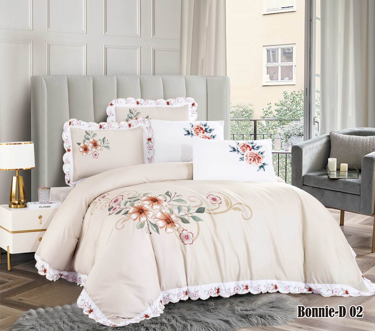 Floral Lace Printed Bedding Set - My Store