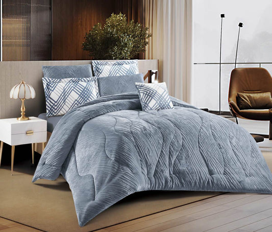 Gray Quilted Ruffled Comforter Set - My Store