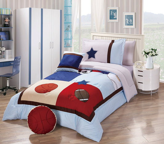 Multi - Sport Print Bedding Set - 100% Organic Cotton (3/4/6pcs) - My Store