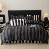 Navy & Black Striped Bedding Set - My Store
