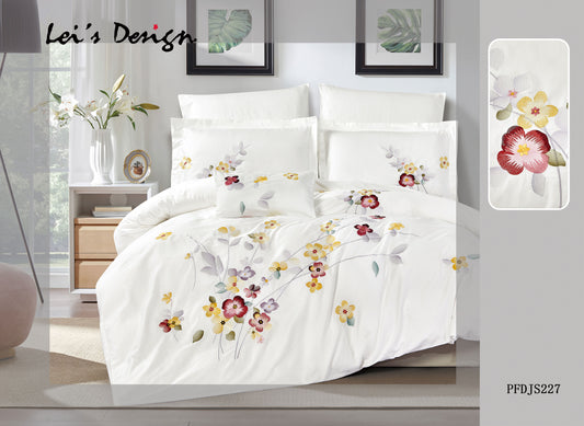 7-Piece Colorful Floral Embroidered Duvet Cover Set – Luxury Cotton Bedding with Custom Size Options