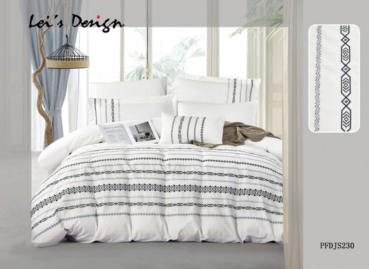 7-Piece Boho Embroidered Duvet Cover Set – White Cotton Bedding with Custom Size Options