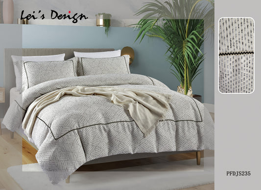 7-Piece Minimalist Textured Duvet Cover Set – Modern Black & White Cotton Bedding, Factory Direct & Custom Size Available