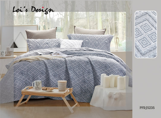 7-Piece Geometric Duvet Cover Set – Blue Diamond Pattern Minimalist Bedding, Factory Direct & Custom Size Available