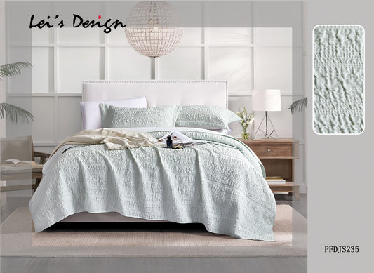 7-Piece Textured Duvet Cover Set – Light Green Minimalist Bedding, Factory Direct & Custom Size Available