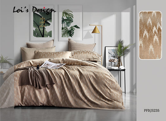 7-Piece Gold Jacquard Duvet Cover Set – Luxury Modern Bedding, Factory Direct & Custom Size Available