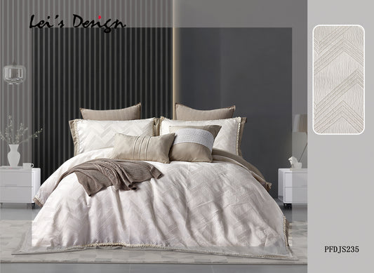 7-Piece Textured Chevron Duvet Cover Set – Elegant Neutral Bedding, Factory Direct & Custom Size Available