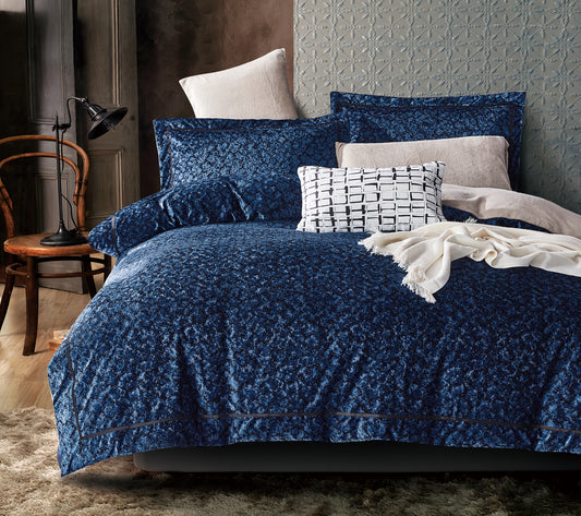 7-Piece Comforter Set, Blue Textured Design, Includes Comforter, Pillowcases, and Cushions