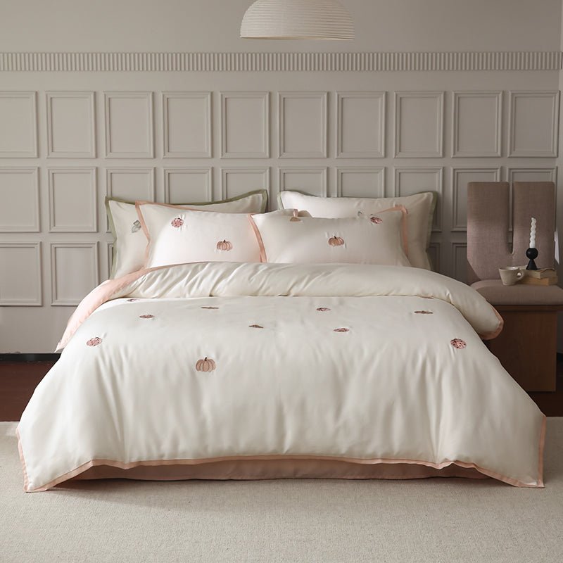 Tencel Embroidered Corner Duvet Cover Set - My Store
