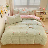 Tulip Grid Printed Bedding Set - My Store