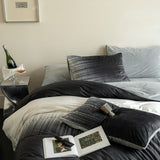 Hotel Style Charcoal Grey Duvet Cover Set Queen, 100% Polyester Microfiber Gradient Bedding with Pillowcases, Modern Loft Bedroom Decor, OEM ODM Bedding Manufacturer Factory-Direct Custom Orders