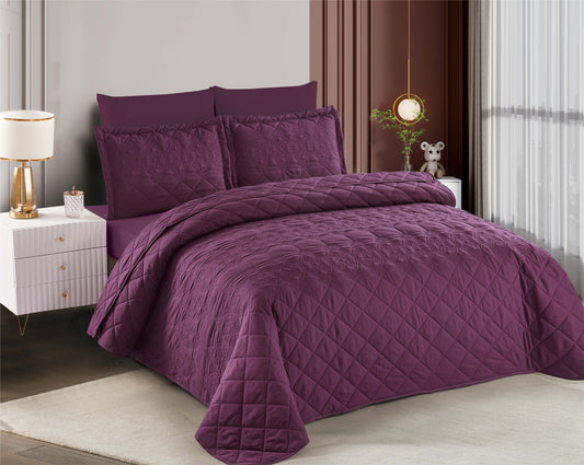 Soft Pink Microfiber Quilted Bedspread Set | Lightweight All-Season Bedding with 1 Bedspread, 2 Pillowcases & 2 Shams | Cozy, Elegant Design for Family Bedrooms | Twin–Cal King Sizes