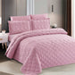 Soft Pink Microfiber Quilted Bedspread Set | Lightweight All-Season Bedding with 1 Bedspread, 2 Pillowcases & 2 Shams | Cozy, Elegant Design for Family Bedrooms | Twin–Cal King Sizes