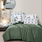Cozy Reversible Microfiber Bedspread Set | Soft Green & White Floral Bedding with 1 Bedspread, 2 Pillowcases & 2 Shams | Lightweight All-Season Comforter for Bedroom Décor | Twin, Full, Queen, King, Cal King