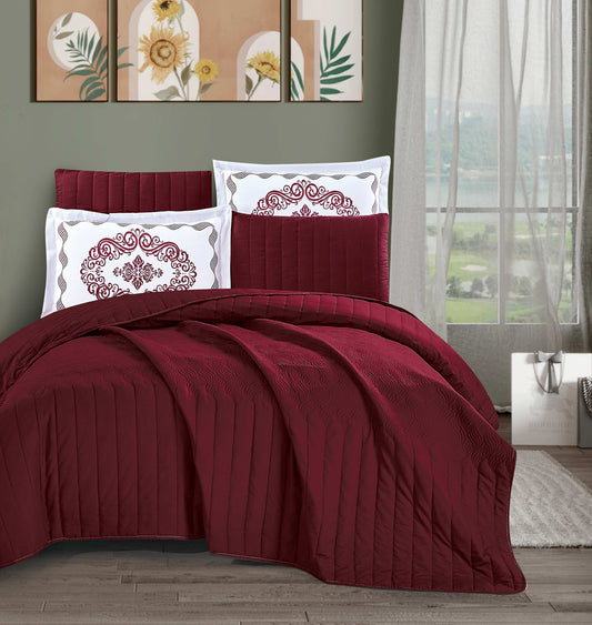 Cozy Blue Microfiber Quilted Bedspread Set | Soft All-Season Bedding with 1 Bedspread, 2 Pillowcases & 2 Shams | Elegant Stitching and Medallion Design for Family Bedrooms | Twin–Cal King Sizes