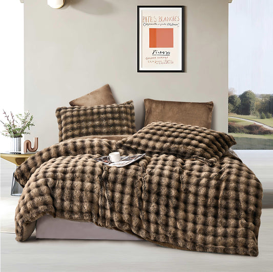 Luxury Faux Fur Microfiber Comforter Set | Ultra-Soft, Warm, and Machine Washable Bedding for All Seasons | Custom Size Plush Duvet for Bedroom, Guest Room, and Home Decor