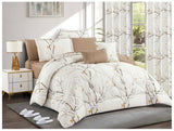 Beige Branch Pattern Comforter Set | Lightweight Microfiber Bedding for Summer and Spring | Soft Cozy Quilt with 1 Comforter, 2 Pillowcases & 2 Pillow Shams | Polyester filling comforter OEM