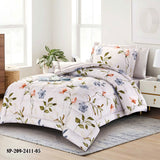 Floral Comforter Set in Blue and Orange Botanical Print | Small MOQ comforter OEM