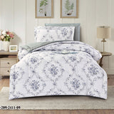 Gray Blue Floral Comforter Set | Bedding factory with OEM service | Soft Breathable Quilt with 1 Comforter, 2 Pillowcases & 2 Pillow Shams | Classic Botanical Pattern for Elegant Bedroom Décor