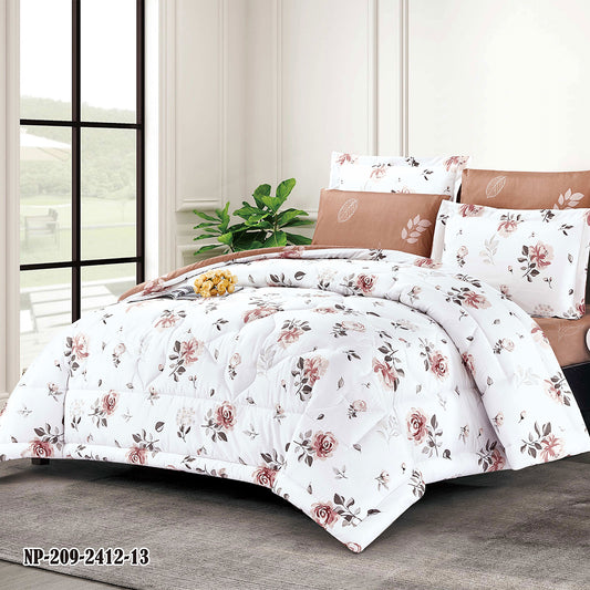 Romantic Rose Floral Microfiber Comforter Set with Pillowcases and Shams | Soft Lightweight Bedding for All Seasons | Custom Sizes Available | Elegant Blush Botanical Bedroom Décor
