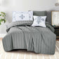 Blue Microfiber Quilted Bedspread Set | Soft All-Season Bedding with 1 Bedspread, 2 Pillowcases & 2 Shams | Elegant Embroidered White Accents | Lightweight, Cozy Comfort | Twin–Cal King Sizes